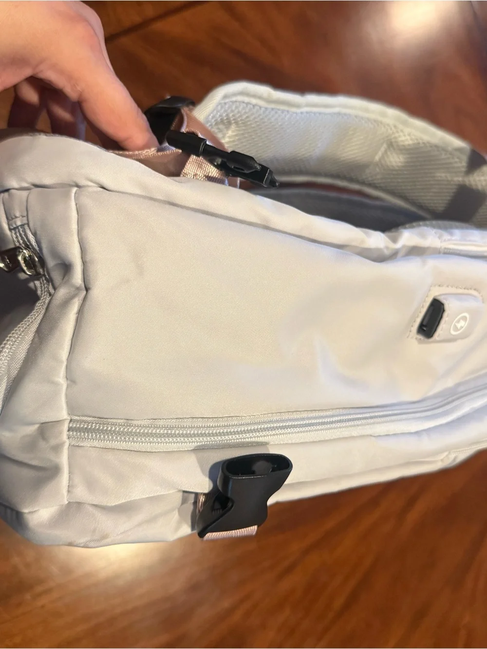 Light Gray/ Pink Travel Backpack - Stylish Everyday Bag